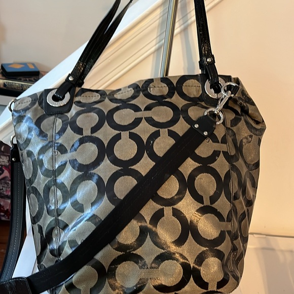 COACH ALEX OP ART SIGNATURE LEATHER LOGO SATCHEL BAG 14262 - Picture 5 of 13